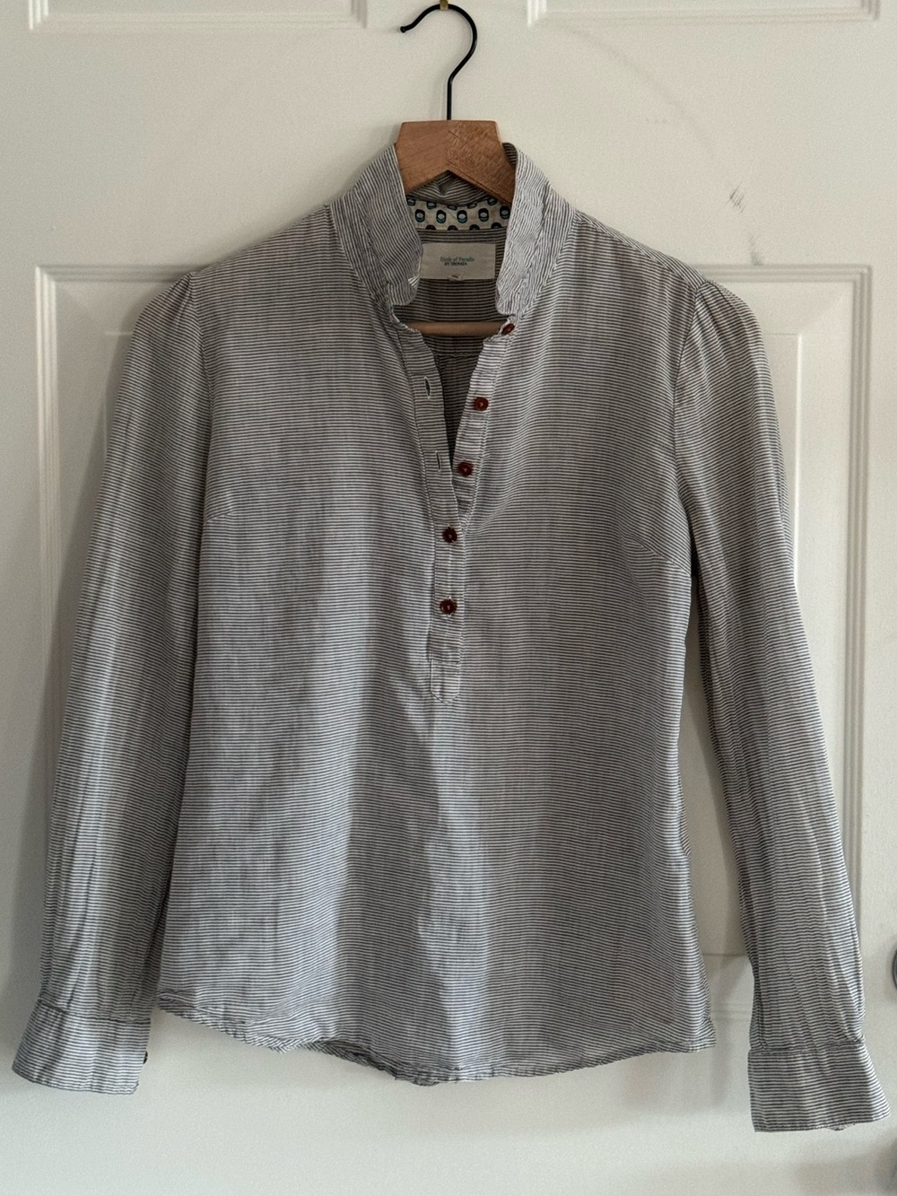 Birds of Paradis by Trovata at Anthropologie Linen Blend Stripe Shirt